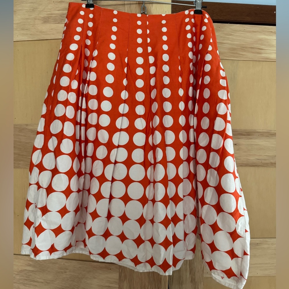 Boden-like polka dot orange A-line skirt